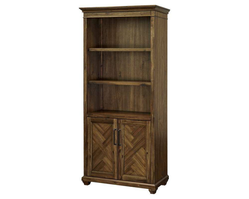 Martin Furniture - Porter - Traditional Wood Bookcase With Doors, Office Shelving, Storage Cabinet, Fully Assembled, Brown - IMPR3474D veiw 2