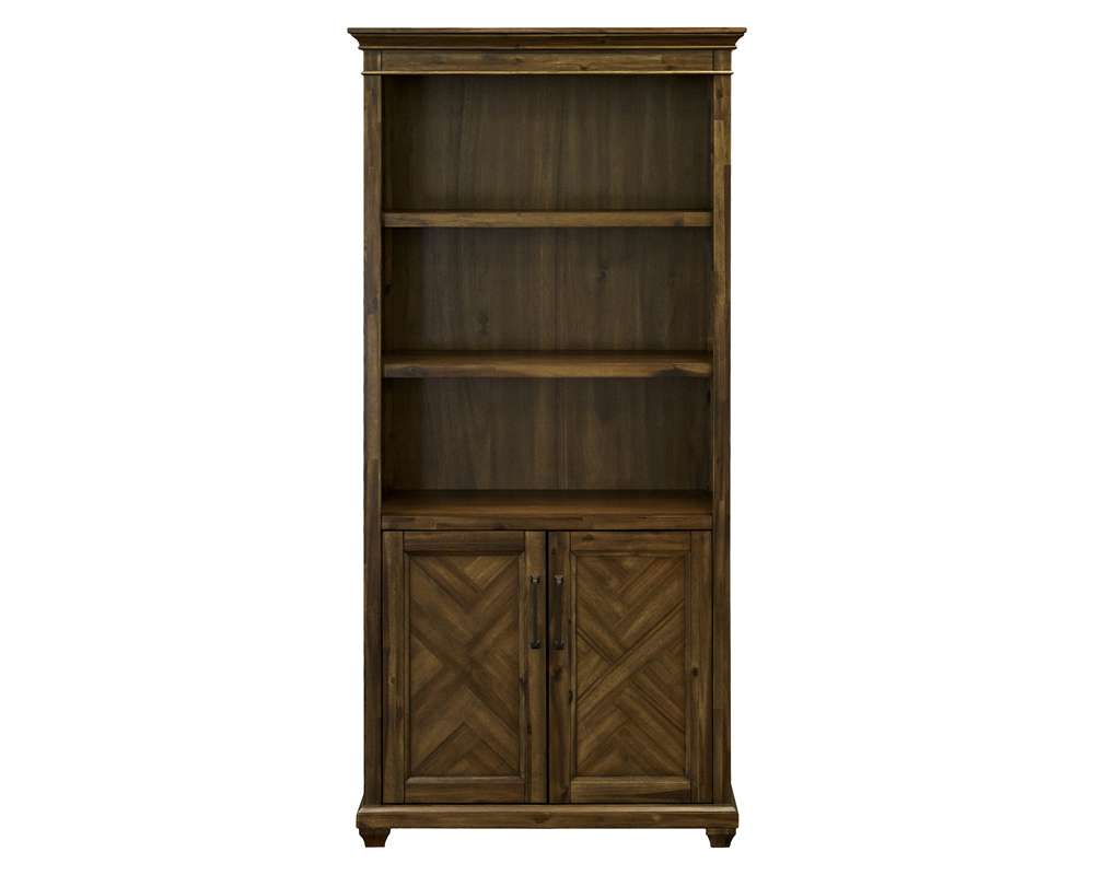 Martin Furniture - Porter - Traditional Wood Bookcase With Doors, Office Shelving, Storage Cabinet, Fully Assembled, Brown - IMPR3474D veiw 3