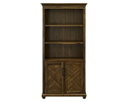 Martin Furniture - Porter - Traditional Wood Bookcase With Doors, Office Shelving, Storage Cabinet, Fully Assembled, Brown - IMPR3474D veiw 3