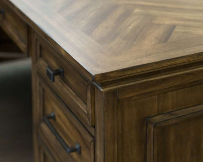 Martin Furniture - Porter - Traditional Wood L-Desk & Return, Writing Table & Return, Office Desk & Return, Corner Desk & Return, Brown - IMPR684R-KIT veiw 4