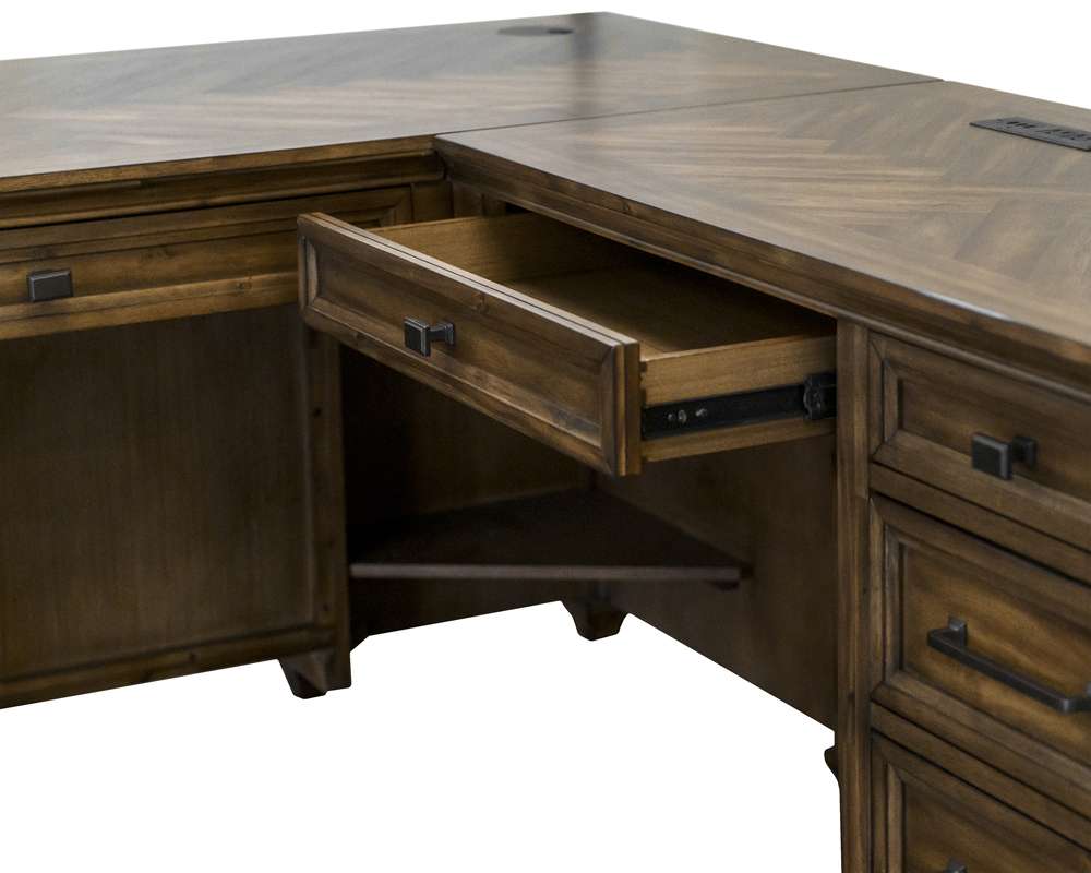 Martin Furniture - Porter - Traditional Wood L-Desk & Return, Writing Table & Return, Office Desk & Return, Corner Desk & Return, Brown - IMPR684R-KIT veiw 8