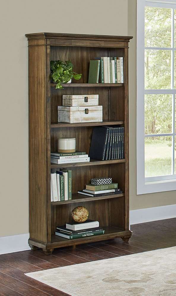 Martin Furniture - Porter - Traditional Wood Open Bookcase, Office Shelving, Storage Cabinet, Fully Assembled, Brown - IMPR3474 view 1
