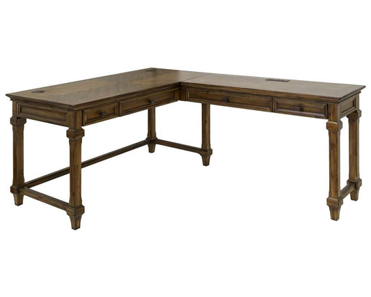 Martin Furniture - Porter - Traditional Wood Open L-Desk & Return, Writing Table, Office Desk, Brown - IMPR386R-KIT veiw 1