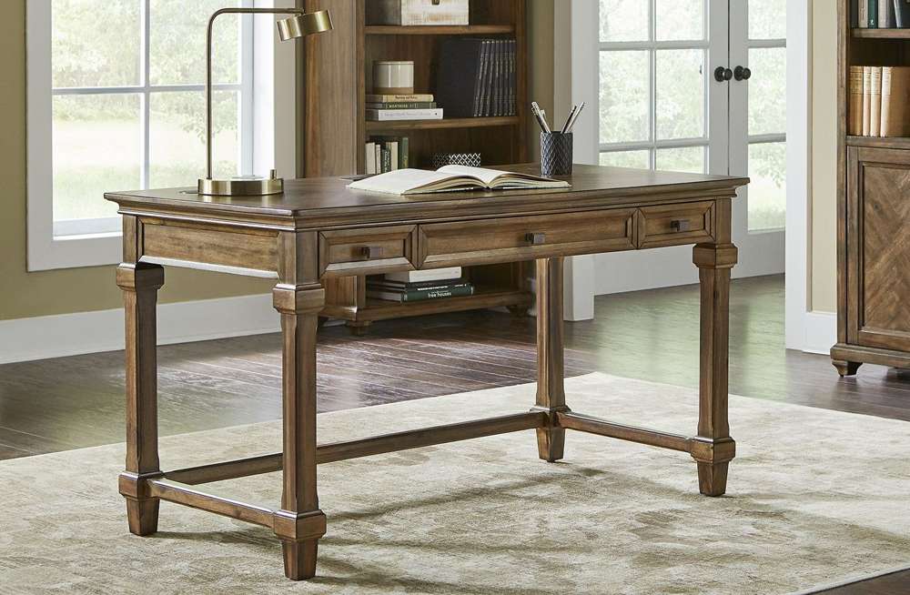 Martin Furniture - Porter - Traditional Wood Writing Desk, Office Desk, Storage Table, Brown - IMPR384 view 1
