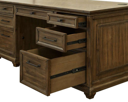 Martin Furniture - Porter - Traditional Wood Double Pedestal Executive Desk, Writing Table, Office Desk, Fully Assembled, Brown - IMPR680 veiw 6