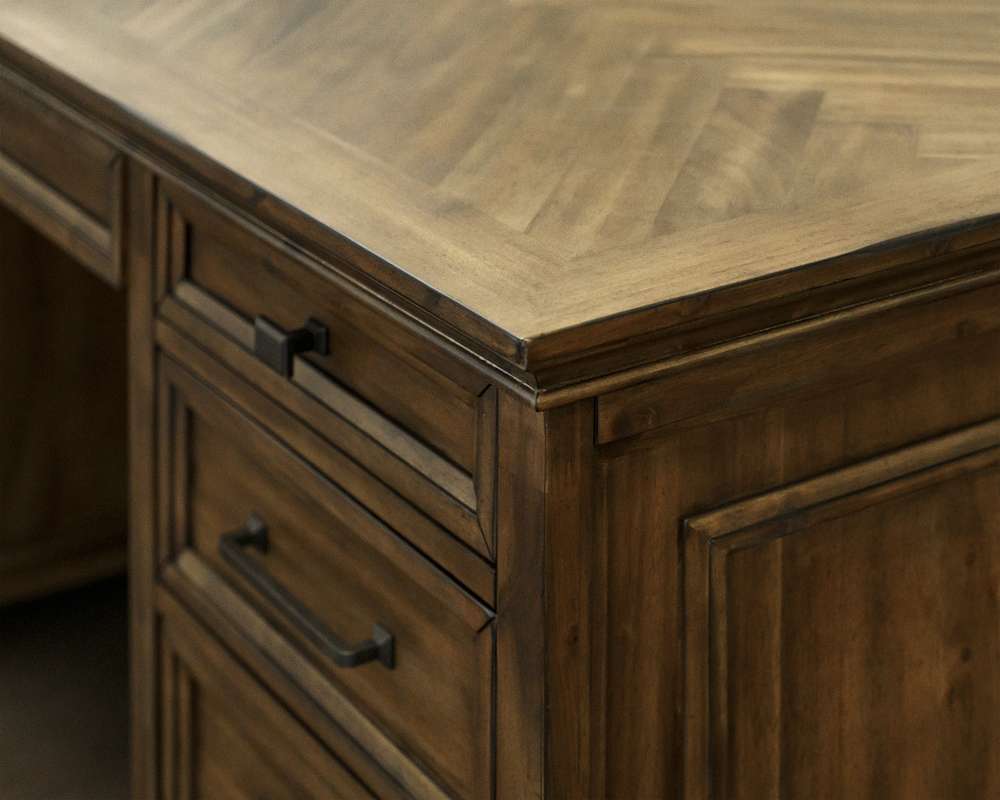 Martin Furniture - Porter - Traditional Wood Double Pedestal Executive Desk, Writing Table, Office Desk, Fully Assembled, Brown - IMPR680 veiw 7