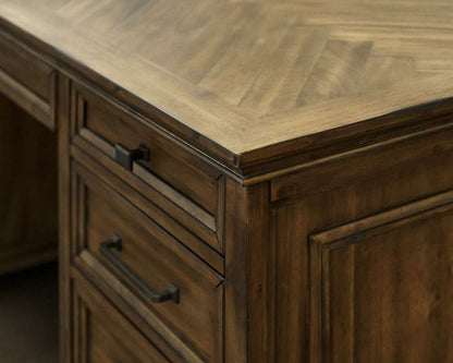 Martin Furniture - Porter - Traditional Wood Double Pedestal Executive Desk, Writing Table, Office Desk, Fully Assembled, Brown - IMPR680 veiw 7