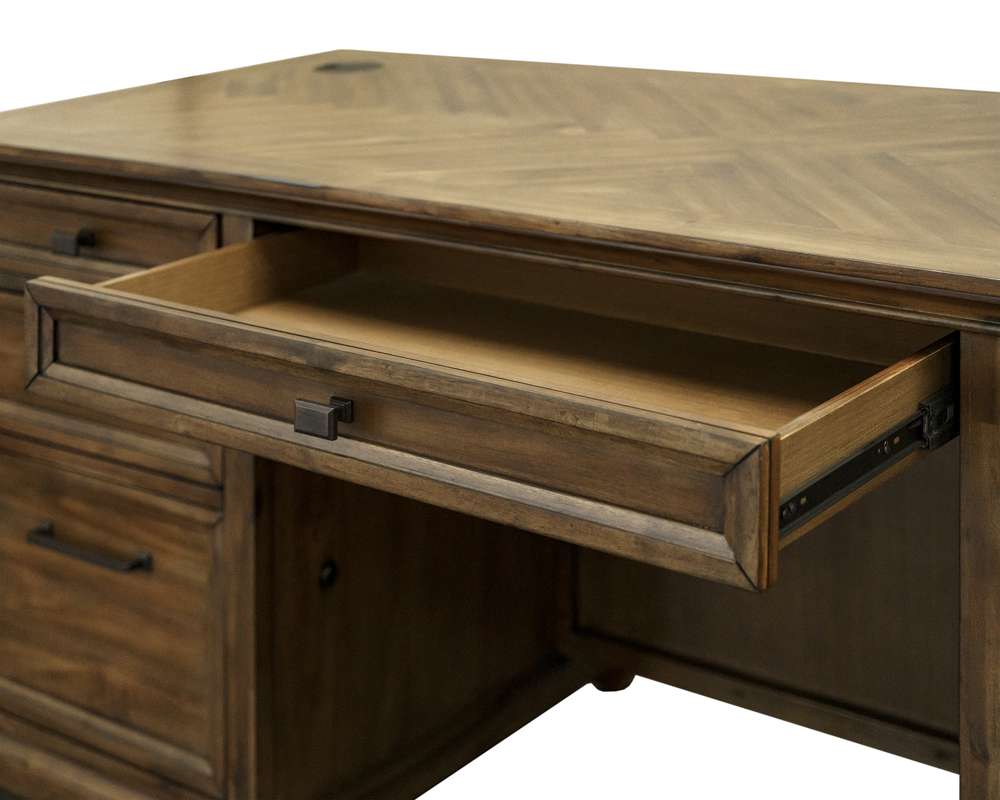Martin Furniture - Porter - Traditional Wood Double Pedestal Executive Desk, Writing Table, Office Desk, Fully Assembled, Brown - IMPR680 veiw 10