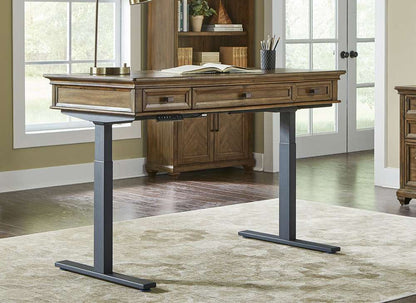 Martin Furniture - Porter - Traditional Wood Electronic Sit/Stand Desk, Standing Desk, Adjustable Desk, Brown - IMPR384T-KIT veiw 1