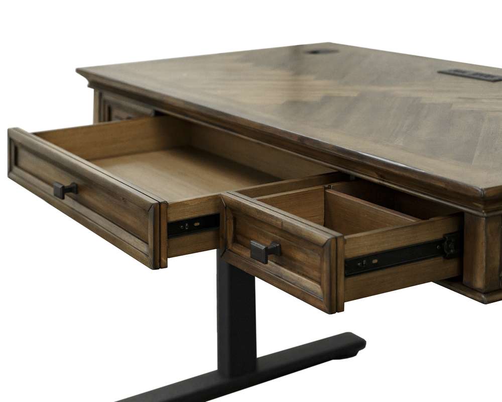Martin Furniture - Porter - Traditional Wood Electronic Sit/Stand Desk, Standing Desk, Adjustable Desk, Brown - IMPR384T-KIT veiw 8