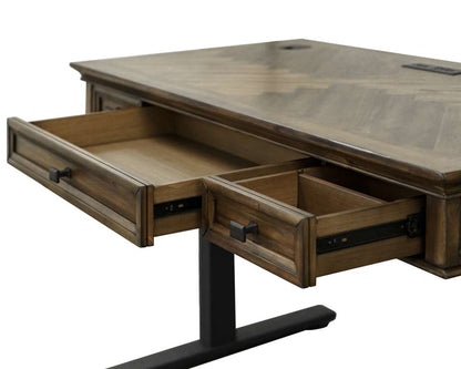 Martin Furniture - Porter - Traditional Wood Electronic Sit/Stand Desk, Standing Desk, Adjustable Desk, Brown - IMPR384T-KIT veiw 8