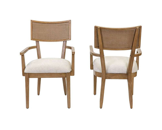 Martin Furniture - Quincey - Two Wood Coastal Arm Kitchen Table Chairs, Arm Dining Side Chairs, Office Table Chairs, Kitchen Table Seats, Brown - IMQU75KIT2 veiw 1