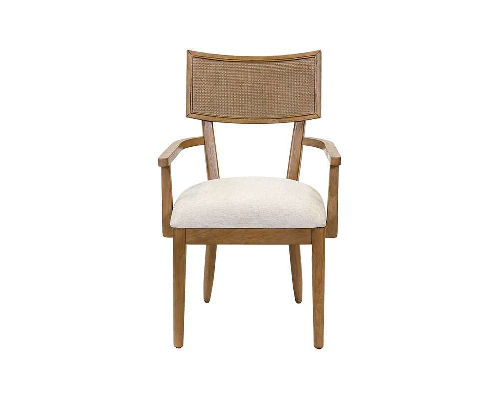 Martin Furniture - Quincey - Two Wood Coastal Arm Kitchen Table Chairs, Arm Dining Side Chairs, Office Table Chairs, Kitchen Table Seats, Brown - IMQU75KIT2 veiw 3