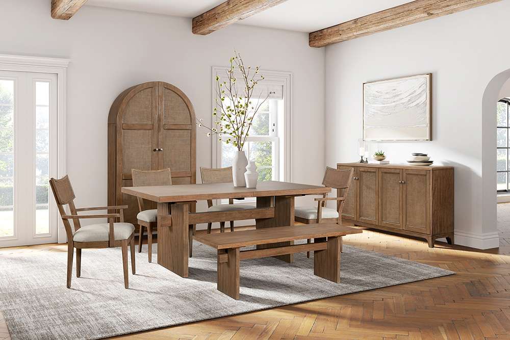 Martin Furniture - Quincey - Two Wood Coastal Arm Kitchen Table Chairs, Arm Dining Side Chairs, Office Table Chairs, Kitchen Table Seats, Brown - IMQU75KIT2 veiw 4