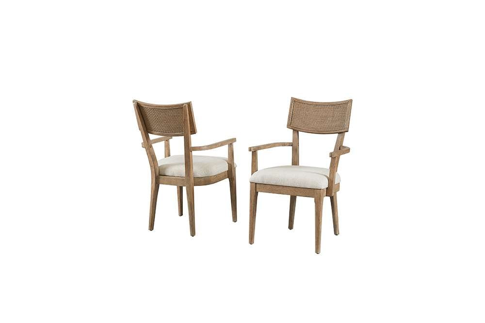 Martin Furniture - Quincey - Two Wood Coastal Arm Kitchen Table Chairs, Arm Dining Side Chairs, Office Table Chairs, Kitchen Table Seats, Brown - IMQU75KIT2 veiw 6