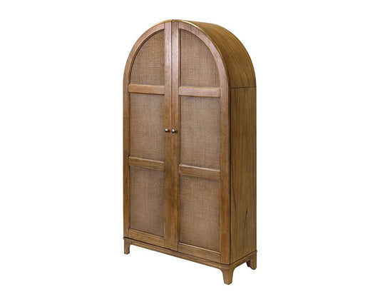 Martin Furniture - Quincey - Coastal Arch shaped Bar Cabinet, Dining Cabinet, Arch Bookcase, Storage Cabinet, Fully Assembled, Brown - IMQU4278 veiw 1