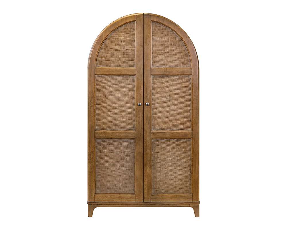 Martin Furniture - Quincey - Coastal Arch shaped Bar Cabinet, Dining Cabinet, Arch Bookcase, Storage Cabinet, Fully Assembled, Brown - IMQU4278 veiw 2