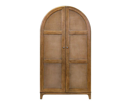 Martin Furniture - Quincey - Coastal Arch shaped Bar Cabinet, Dining Cabinet, Arch Bookcase, Storage Cabinet, Fully Assembled, Brown - IMQU4278 veiw 2