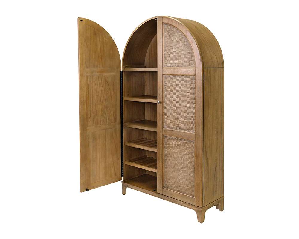 Martin Furniture - Quincey - Coastal Arch shaped Bar Cabinet, Dining Cabinet, Arch Bookcase, Storage Cabinet, Fully Assembled, Brown - IMQU4278 veiw 4