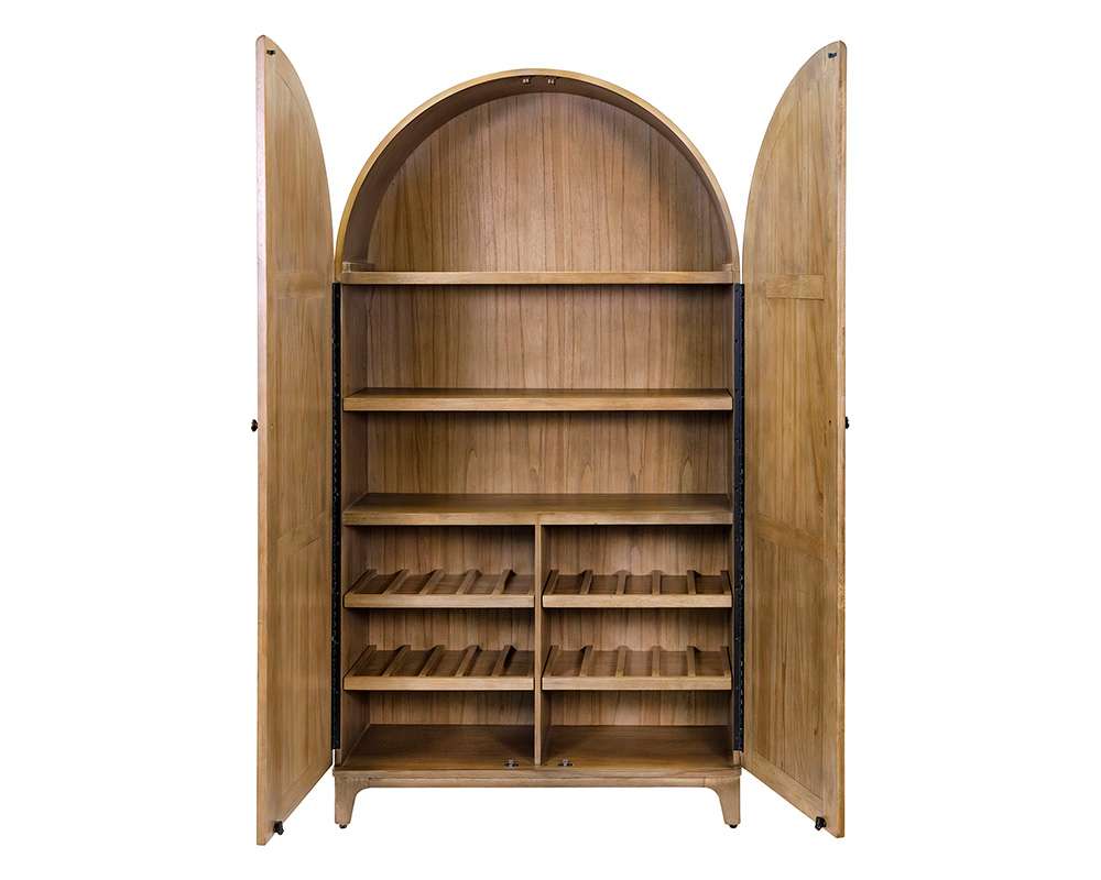 Martin Furniture - Quincey - Coastal Arch shaped Bar Cabinet, Dining Cabinet, Arch Bookcase, Storage Cabinet, Fully Assembled, Brown - IMQU4278 veiw 5