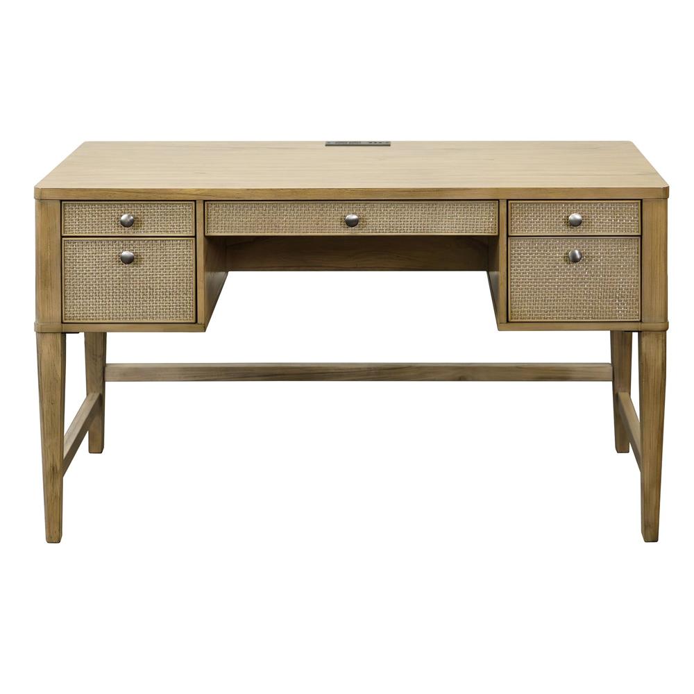 Martin Furniture - Quincey Modern Wood Half Pedestal Desk, Writing Table, Office Desk, Fully Assembled, Brown - IMQU660 veiw 1