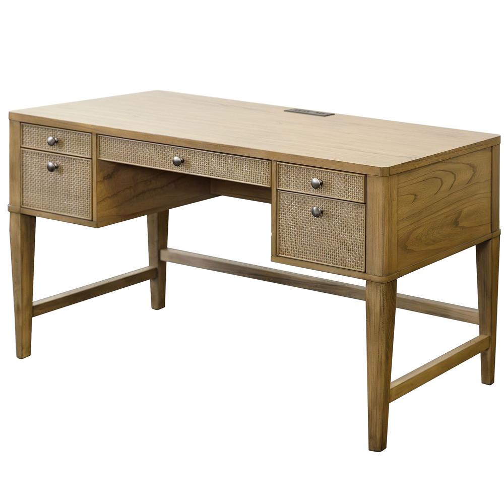 Martin Furniture - Quincey Modern Wood Half Pedestal Desk, Writing Table, Office Desk, Fully Assembled, Brown - IMQU660 veiw 4