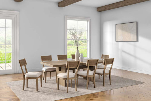 Martin Furniture - Quincey - Coastal Wood Rectangular Kitchen Table with Eight Chairs, Dining Table and Eight Seats, Office Table and Eight Chairs, Brown - IMQU7242KIT9 veiw 1