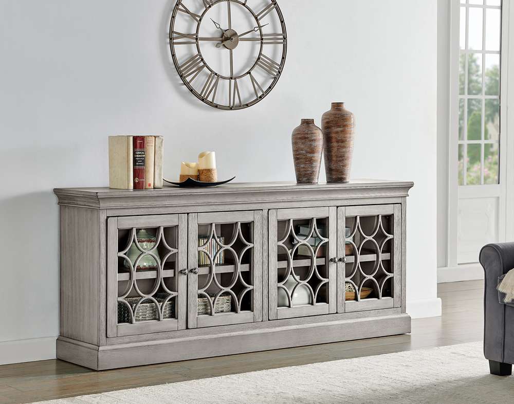 Martin Furniture - Felicity Rustic 72in Four Door TV Console, Fully Assembled, Gray - IMFE375G veiw 2