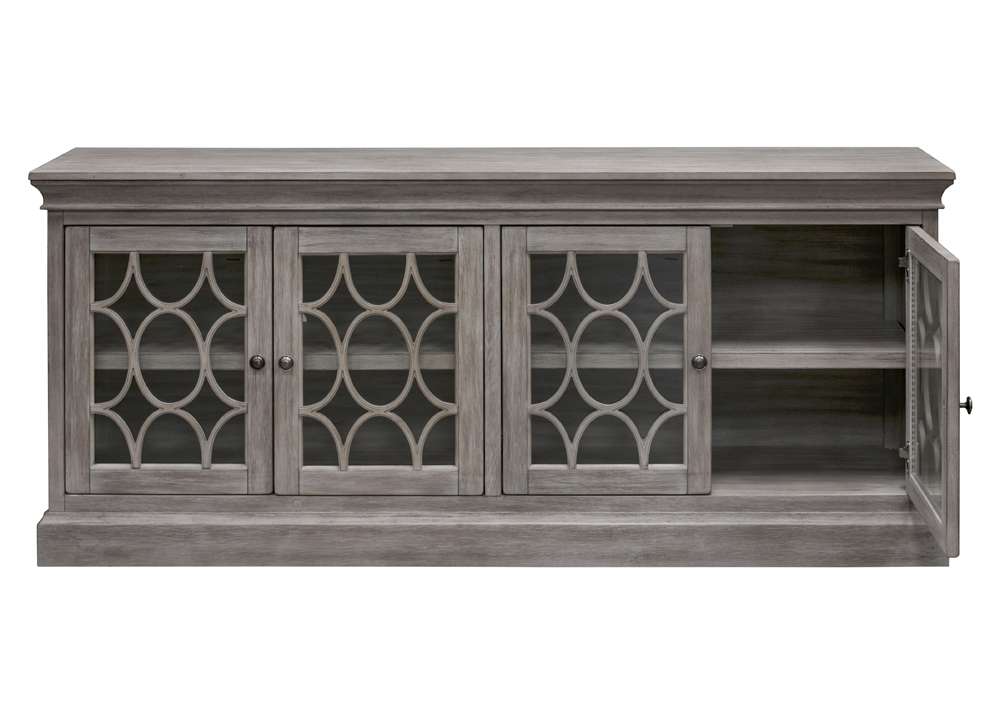 Martin Furniture - Felicity Rustic 72in Four Door TV Console, Fully Assembled, Gray - IMFE375G veiw 5