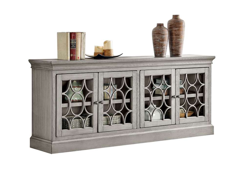 Martin Furniture - Felicity Rustic 72in Four Door TV Console, Fully Assembled, Gray - IMFE375G veiw 6