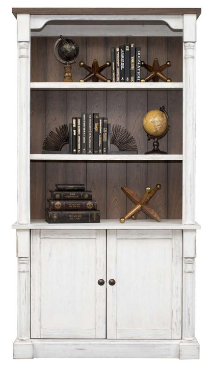 Martin Furniture - Durham Rustic Wood Bookcase With Doors, White - IMDU4278D veiw 3