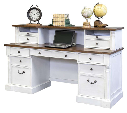 Martin Furniture - Durham Rustic Wood Credenza and Hutch with Drawers, White - IMDU470_680 veiw 1