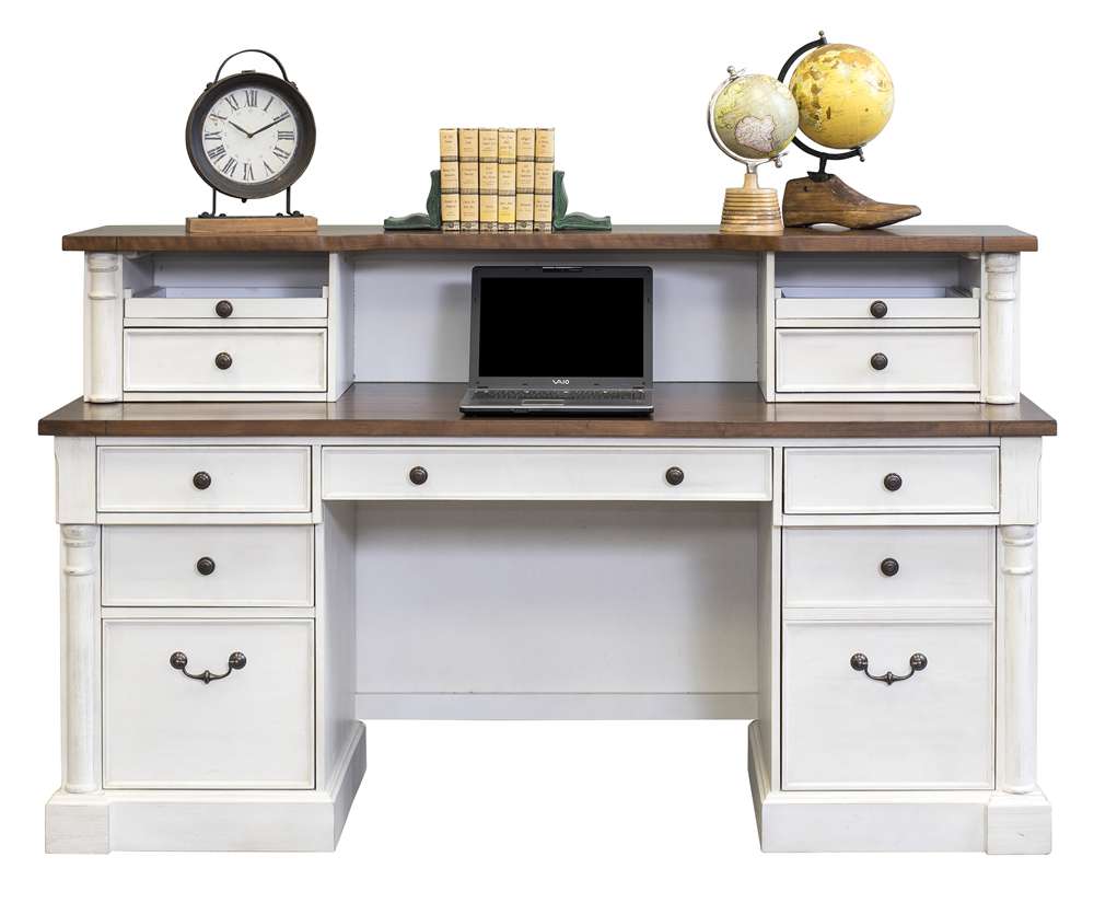 Martin Furniture - Durham Rustic Wood Credenza and Hutch with Drawers, White - IMDU470_680 veiw 4