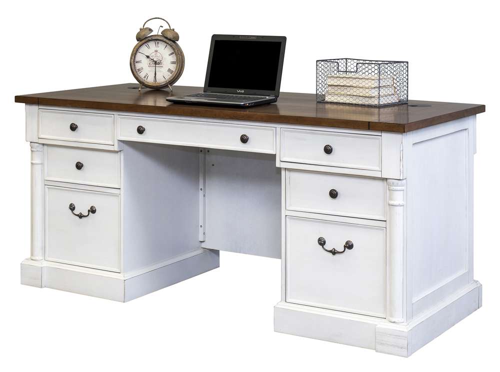 Martin Furniture - Durham Rustic Wood Double Pedestal Executive Desk, White - IMDU680 veiw 1