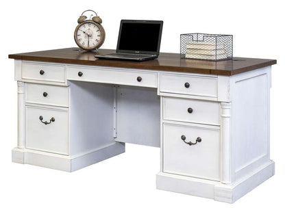 Martin Furniture - Durham Rustic Wood Double Pedestal Executive Desk, White - IMDU680 veiw 1