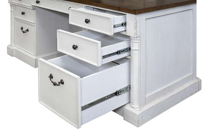 Martin Furniture - Durham Rustic Wood Double Pedestal Executive Desk, White - IMDU680 veiw 2