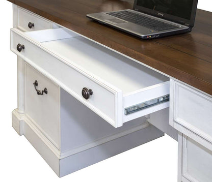 Martin Furniture - Durham Rustic Wood Double Pedestal Executive Desk, White - IMDU680 veiw 4