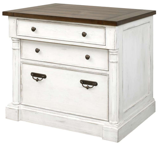 Martin Furniture - Durham Rustic Wood Lateral File With Locking Legal/Letter File Drawer, White - IMDU455 veiw 1