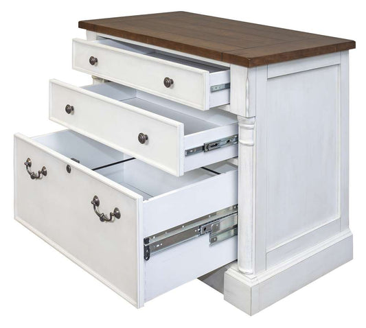 Martin Furniture - Durham Rustic Wood Lateral File With Locking Legal/Letter File Drawer, White - IMDU455 veiw 2