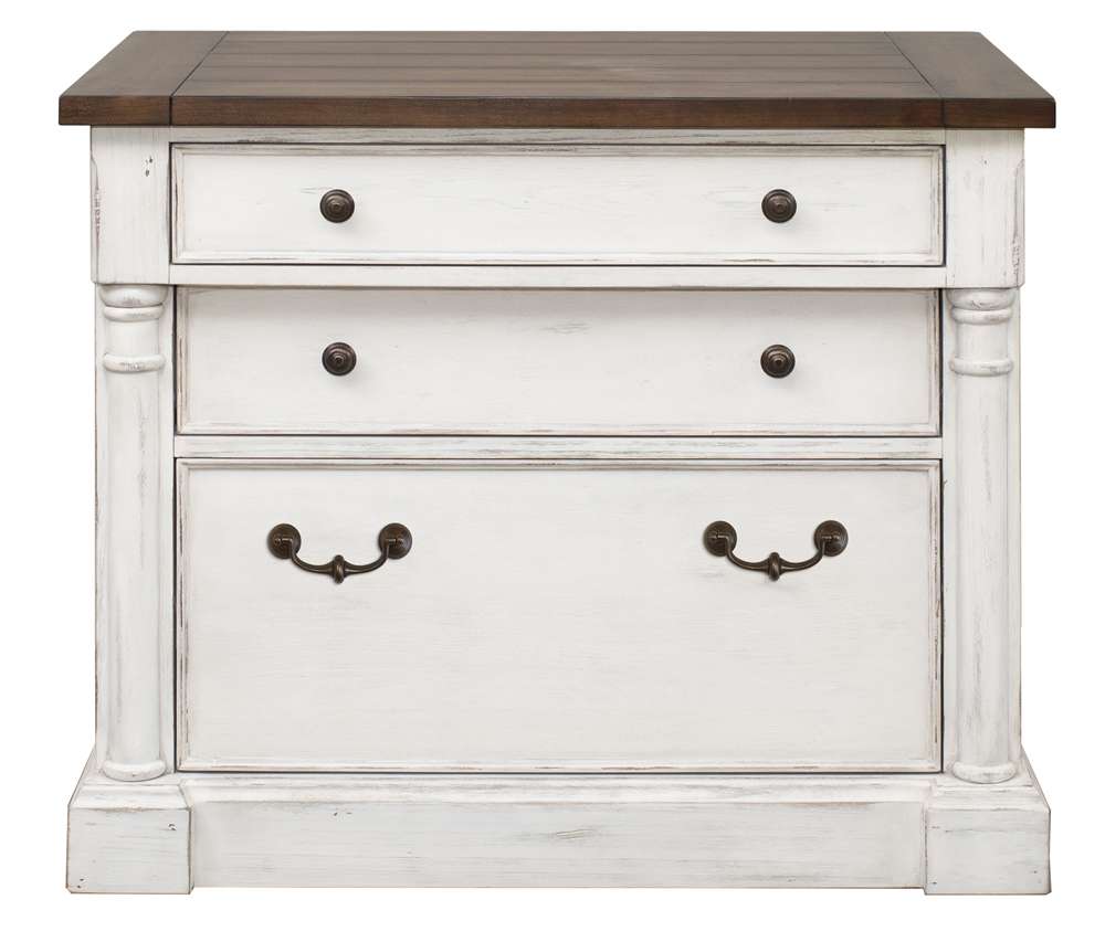 Martin Furniture - Durham Rustic Wood Lateral File With Locking Legal/Letter File Drawer, White - IMDU455 veiw 3