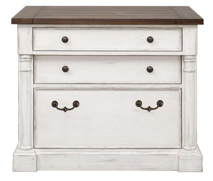 Martin Furniture - Durham Rustic Wood Lateral File With Locking Legal/Letter File Drawer, White - IMDU455 veiw 3