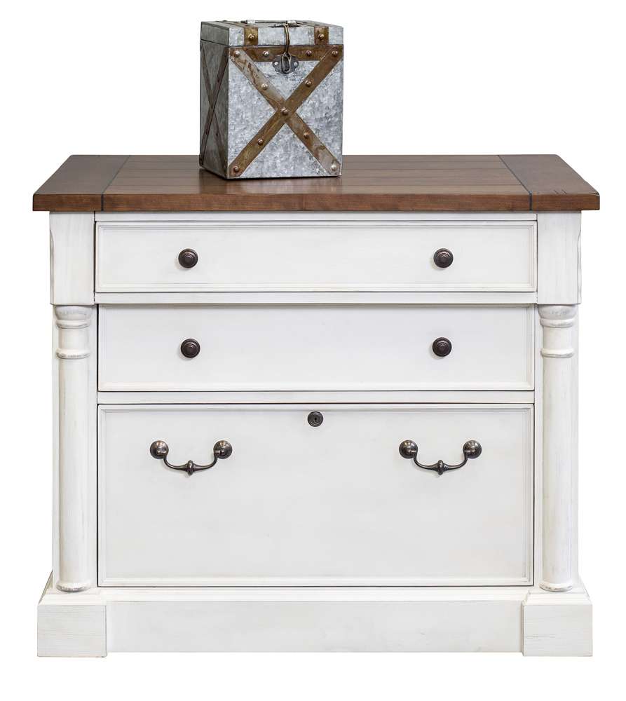 Martin Furniture - Durham Rustic Wood Lateral File With Locking Legal/Letter File Drawer, White - IMDU455 veiw 5