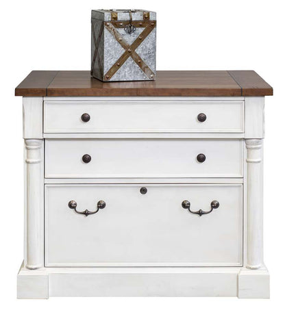 Martin Furniture - Durham Rustic Wood Lateral File With Locking Legal/Letter File Drawer, White - IMDU455 veiw 5