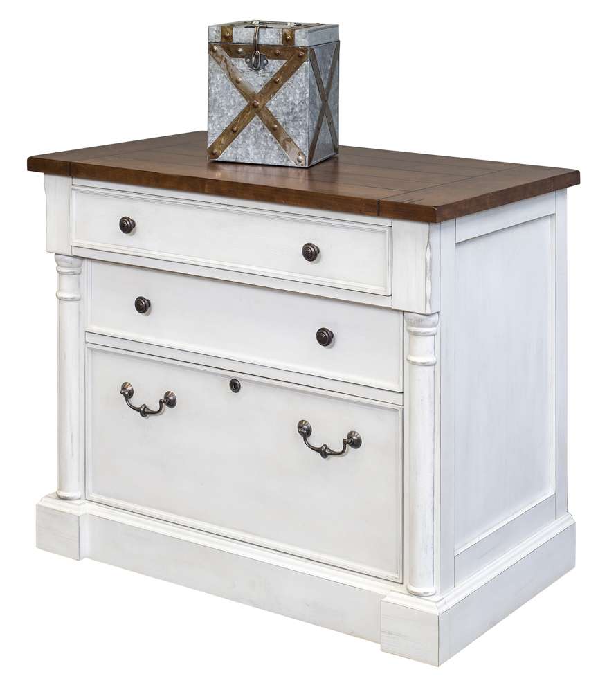 Martin Furniture - Durham Rustic Wood Lateral File With Locking Legal/Letter File Drawer, White - IMDU455 veiw 6