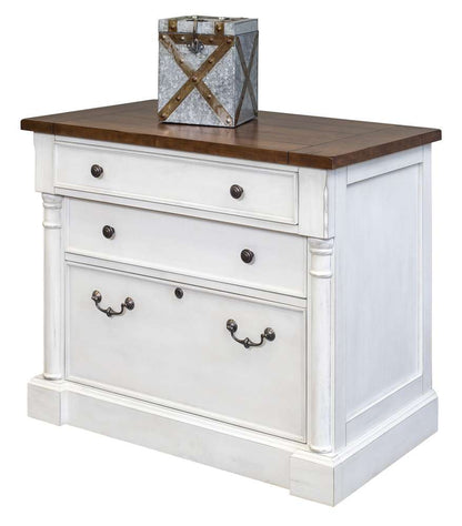 Martin Furniture - Durham Rustic Wood Lateral File With Locking Legal/Letter File Drawer, White - IMDU455 veiw 6