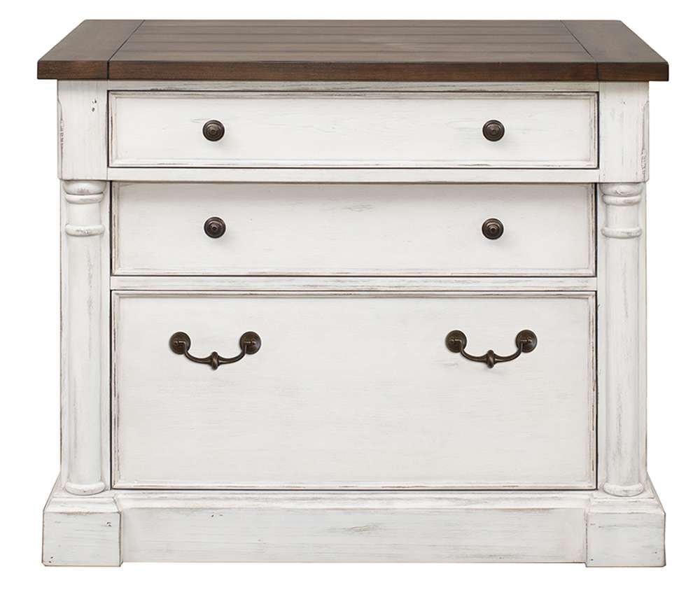 Martin Furniture - Durham Rustic Wood Lateral File With Locking Legal/Letter File Drawer, White - IMDU455 veiw 7