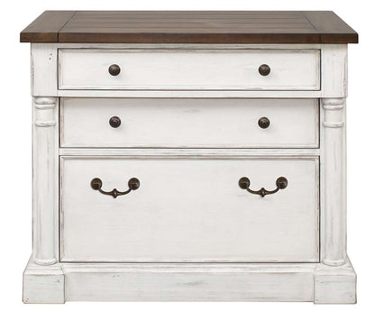 Martin Furniture - Durham Rustic Wood Lateral File With Locking Legal/Letter File Drawer, White - IMDU455 veiw 7