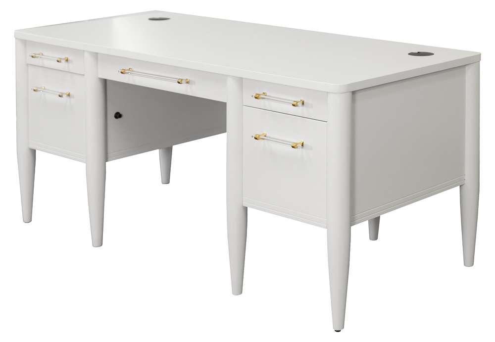 Martin Furniture - Shasta - Contemporary Half-Pedestal Desk, Office Desk, Accent Desk, White - IMSH660 veiw 1