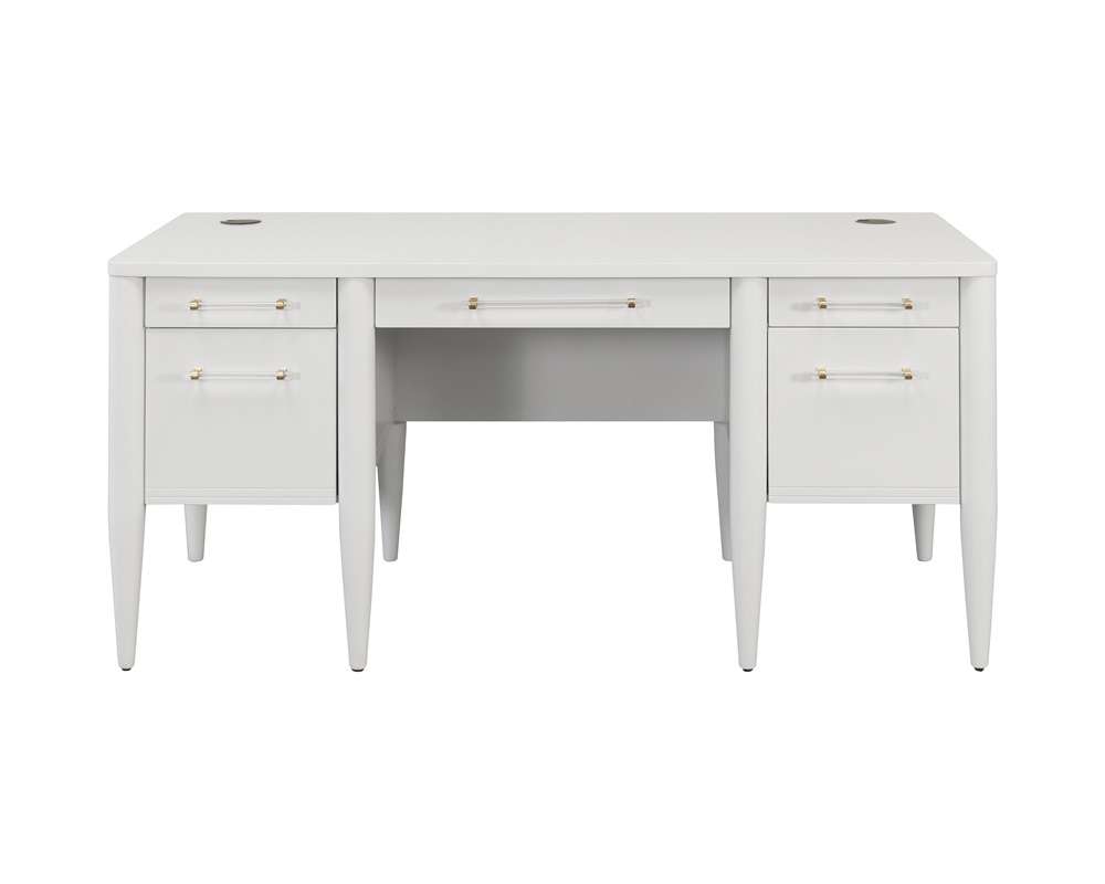 Martin Furniture - Shasta - Contemporary Half-Pedestal Desk, Office Desk, Accent Desk, White - IMSH660 veiw 2