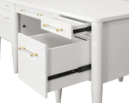 Martin Furniture - Shasta - Contemporary Half-Pedestal Desk, Office Desk, Accent Desk, White - IMSH660 veiw 4